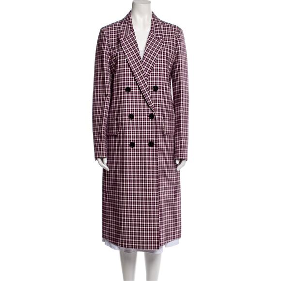 $3,490 BURBERRY NWT Authentic Purple Plaid Stripe Jacket Trench Coat – Size 10 - Picture 3 of 16